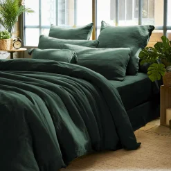 Taie d'oreiller carrée gaze de coton (80 x 80 cm) Gaïa Vert sapin