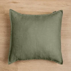 Taie d'oreiller carrée lin lavé (60 x 60 cm) Louise Vert romarin