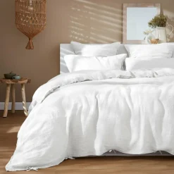 Taie d'oreiller carrée lin lavé (60 x 60 cm) Louise Blanche