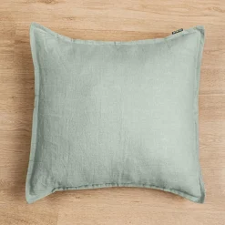 Taie d'oreiller carrée lin lavé (60 x 60 cm) Louise Vert eucalyptus