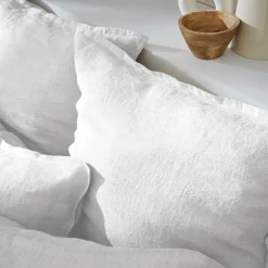 Taie d'oreiller carrée lin lavé (80 x 80 cm) Louise Blanche