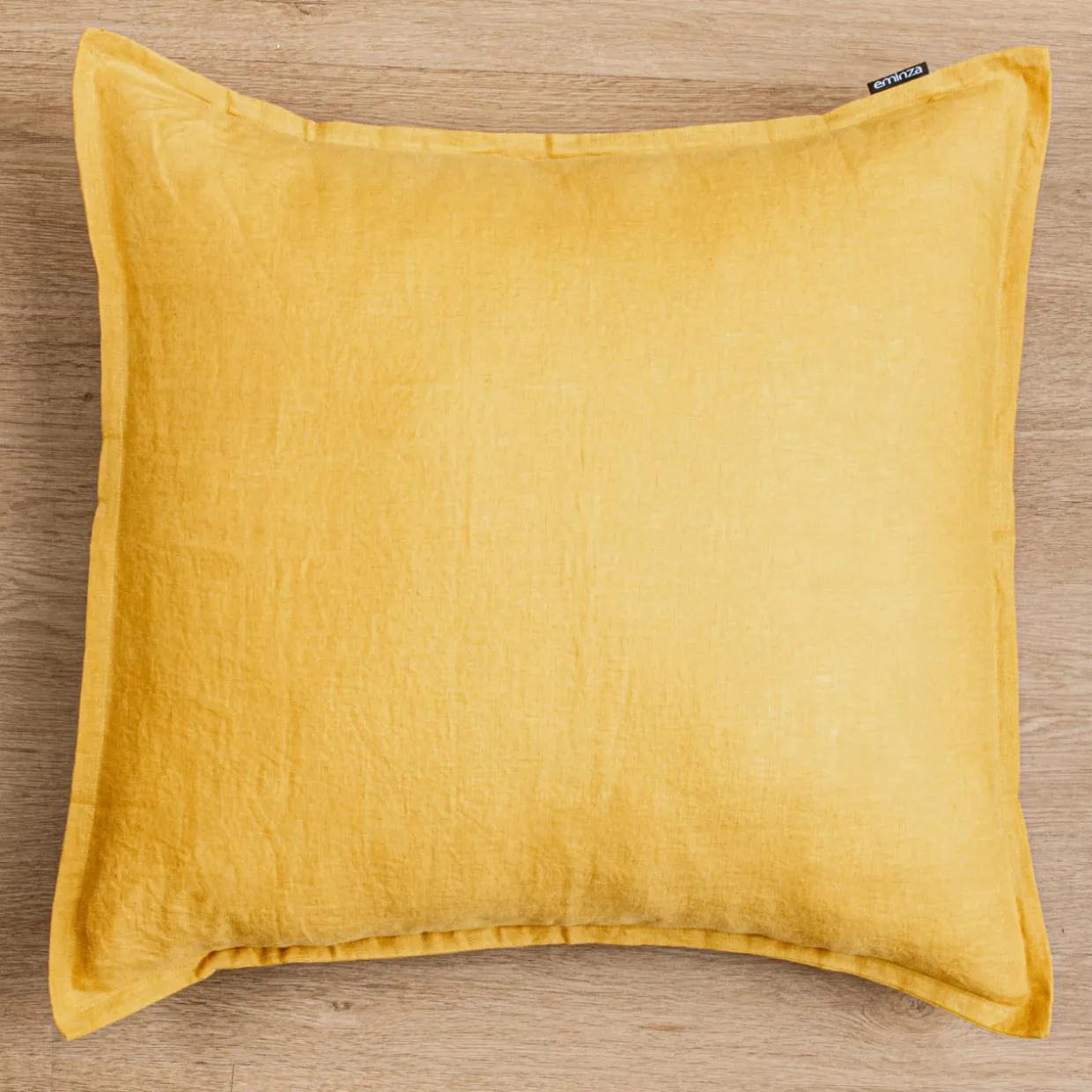 Taie d'oreiller carrée lin lavé (80 x 80 cm) Louise Jaune moutarde