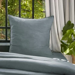 Taie d'oreiller carrée lyocell Tencel™ lavé (63 x 63 cm) Olivia Bleu stone