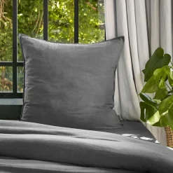 Taie d'oreiller carrée lyocell Tencel™ lavé (63 x 63 cm) Olivia Gris granit