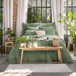 Taie d'oreiller carrée lyocell Tencel™ lavé (63 x 63 cm) Olivia Vert romarin