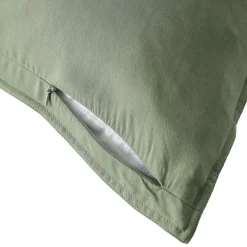 Taie d'oreiller carrée lyocell Tencel™ lavé (80 x 80 cm) Olivia Vert romarin