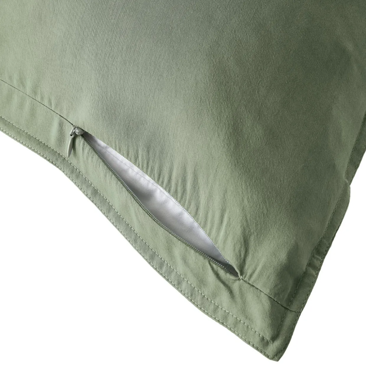 Taie d'oreiller carrée lyocell Tencel™ lavé (80 x 80 cm) Olivia Vert romarin