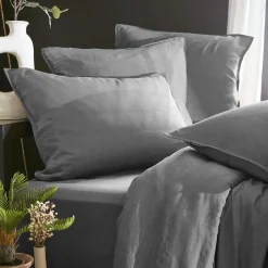 Taie d'oreiller carrée lyocell Tencel™ lavé (80 x 80 cm) Olivia Gris granit