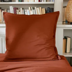 Taie d'oreiller carrée percale de coton (80 x 80 cm) Cali Terracotta