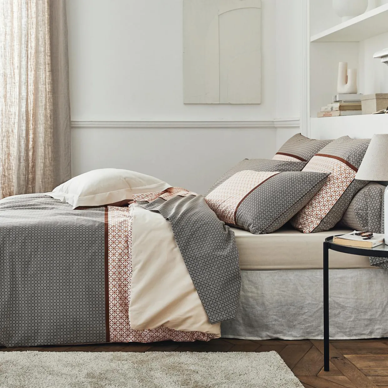 Taie d'oreiller carrée percale de coton (65 x 65 cm) Gabin Multicolore