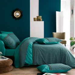 Taie d'oreiller carrée percale de coton (65 x 65 cm) Gustav Vert émeraude