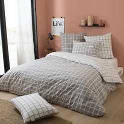 Taie d'oreiller carrée percale de coton (65 x 65 cm) Max Grise