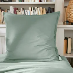 Taie d'oreiller carrée percale de coton (65 x 65 cm) Cali Vert eucalyptus