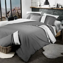 Taie d'oreiller carrée percale de coton Smoking Grise