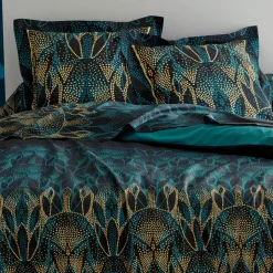 Taie d'oreiller carrée percale de coton Escale Vert émeraude