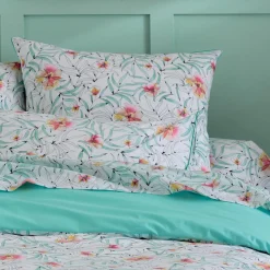 Taie d'oreiller carrée percale de coton (65 x 65 cm) Roxane Multicolore