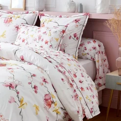 Taie d'oreiller carrée percale de coton (65 x 65 cm) Elisa Rose