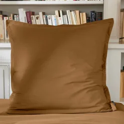 Taie d'oreiller carrée percale de coton (65 x 65 cm) Cali Camel