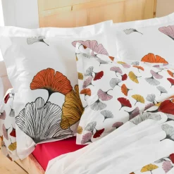 Taie d'oreiller carrée percale de coton (65 x 65 cm) Ginkgo Multicolore