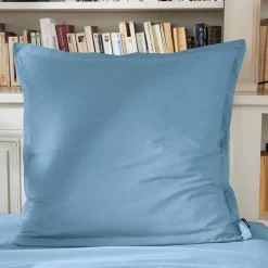 Taie d'oreiller carrée percale de coton (65 x 65 cm) Cali Bleu ciel