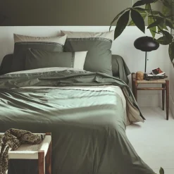 Taie d'oreiller carrée percale de coton (65 x 65 cm) Noa Vert kaki