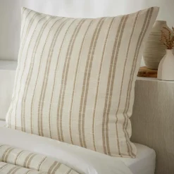 Taie d'oreiller carrée réversible coton texturé et percale (80 x 80 cm) Alice Ficelle