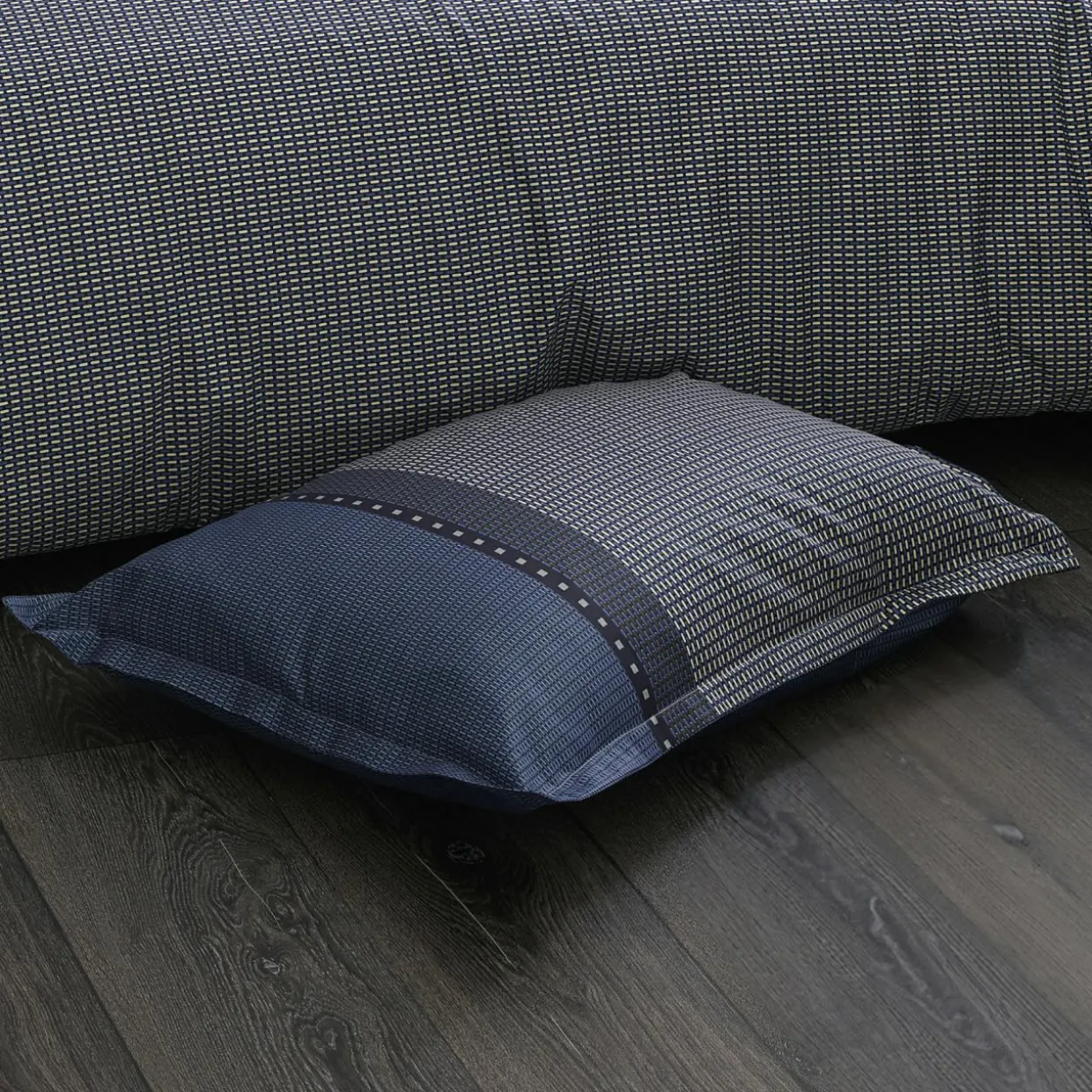 Taie d'oreiller carrée satin de coton (65 x 65 cm) Enzo Bleue