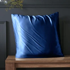 Taie d'oreiller carrée soie de mûrier (80 x 80 cm) Mizuki Bleu marine