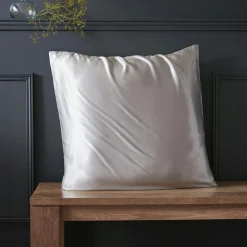 Taie d'oreiller carrée soie de mûrier (63 x 63 cm) Mizuki Gris clair