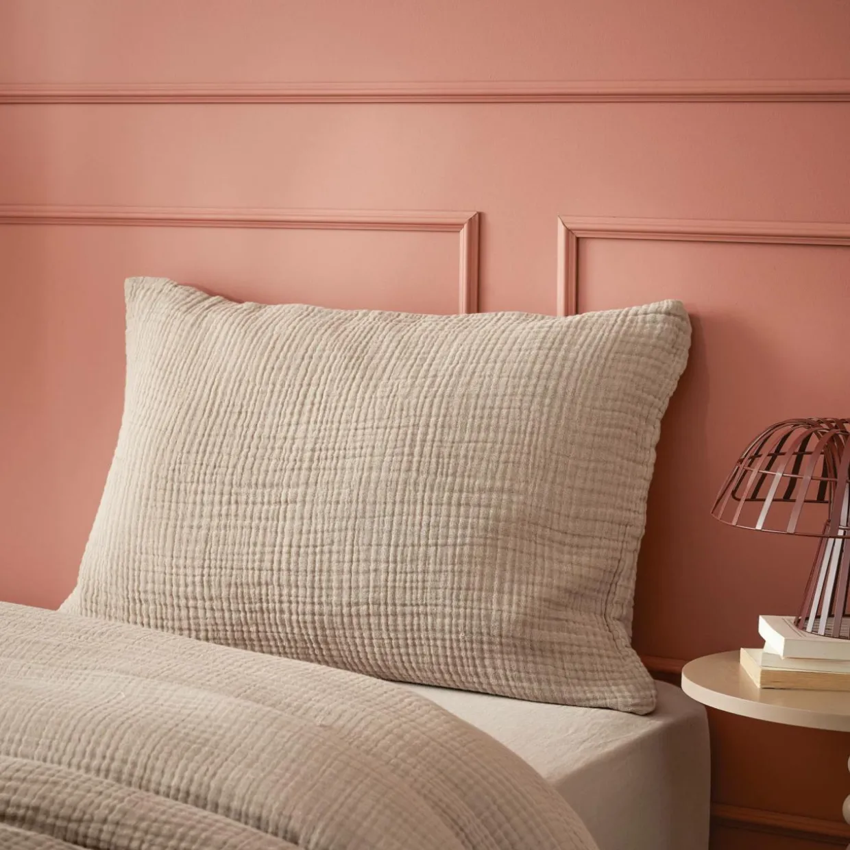 Taie d'oreiller quadruple gaze de coton (50 x 80 cm) Victoria x Gaïa Ficelle