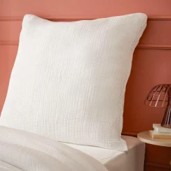 Taie d'oreiller quadruple gaze de coton (80 x 80 cm) Victoria x Gaïa Blanc chantilly