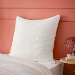 Taie d'oreiller quadruple gaze de coton (60 x 60 cm) Victoria x Gaïa Blanc chantilly