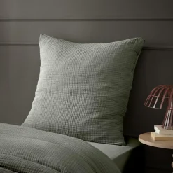 Taie d'oreiller quadruple gaze de coton (60 x 60 cm) Victoria x Gaïa Vert romarin