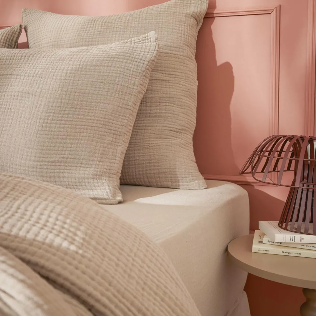 Taie d'oreiller quadruple gaze de coton (50 x 70 cm) Victoria x Gaïa Ficelle