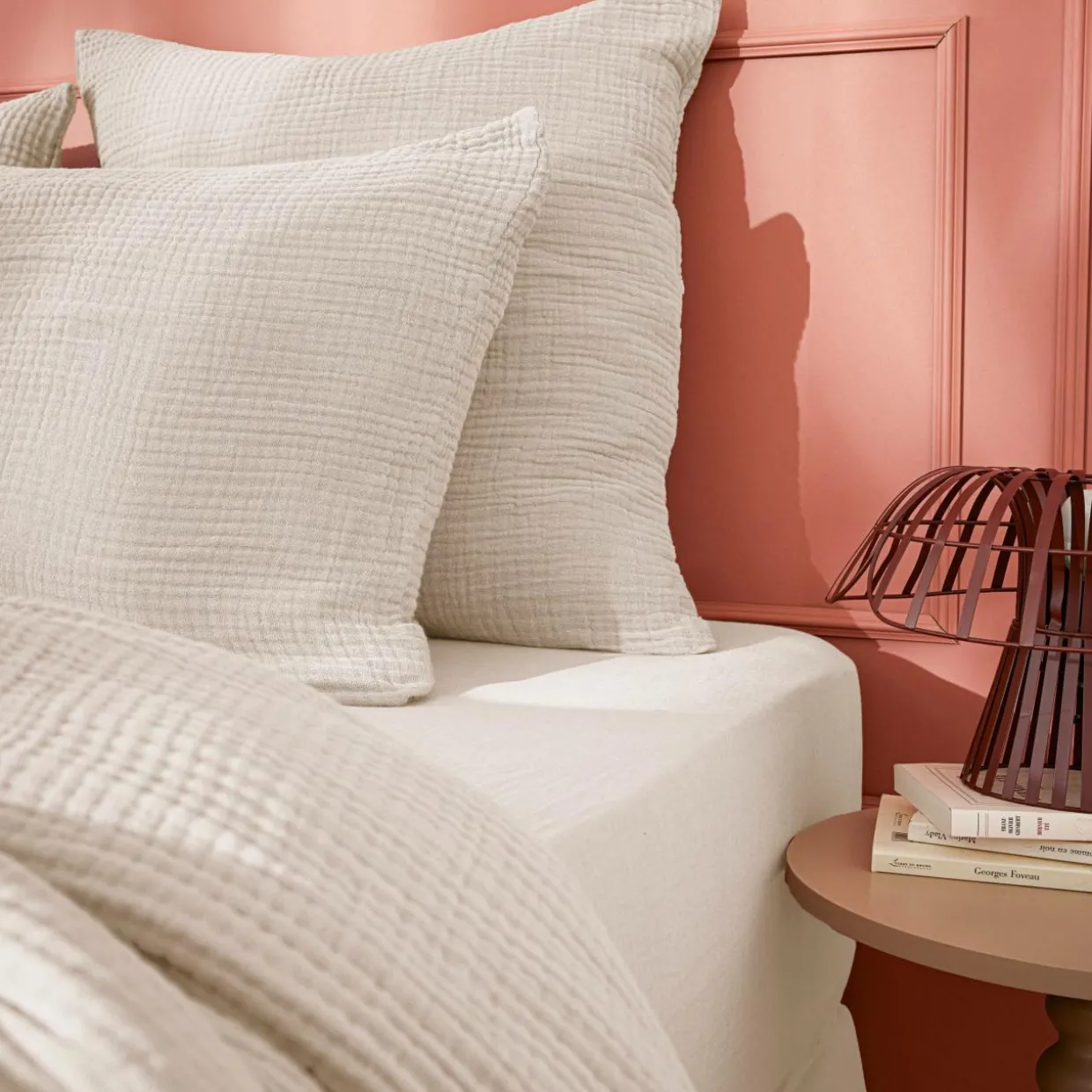 Taie d'oreiller quadruple gaze de coton (50 x 70 cm) Victoria x Gaïa Beige pampa