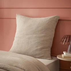 Taie d'oreiller quadruple gaze de coton (80 x 80 cm) Victoria x Gaïa Ficelle