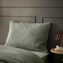 Taie d'oreiller quadruple gaze de coton ( 50 x 70 cm) Victoria x Gaïa Vert romarin