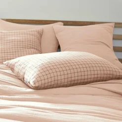 Taie d'oreiller rectangulaire gaze de coton (50 x 70 cm) Gaïa Mix Rose poudré