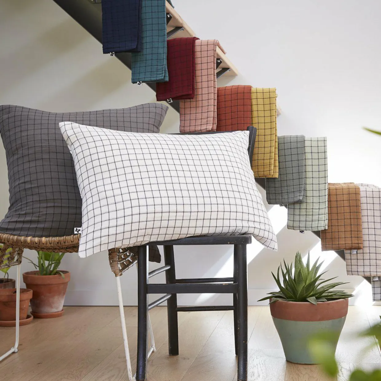 Taie d'oreiller rectangulaire gaze de coton (50 x 70 cm) Gaïa Mix Rose poudré