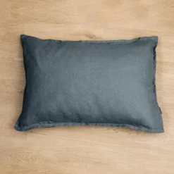 Taie d'oreiller rectangulaire lin lavé (50 x 70 cm) Louise Gris ardoise