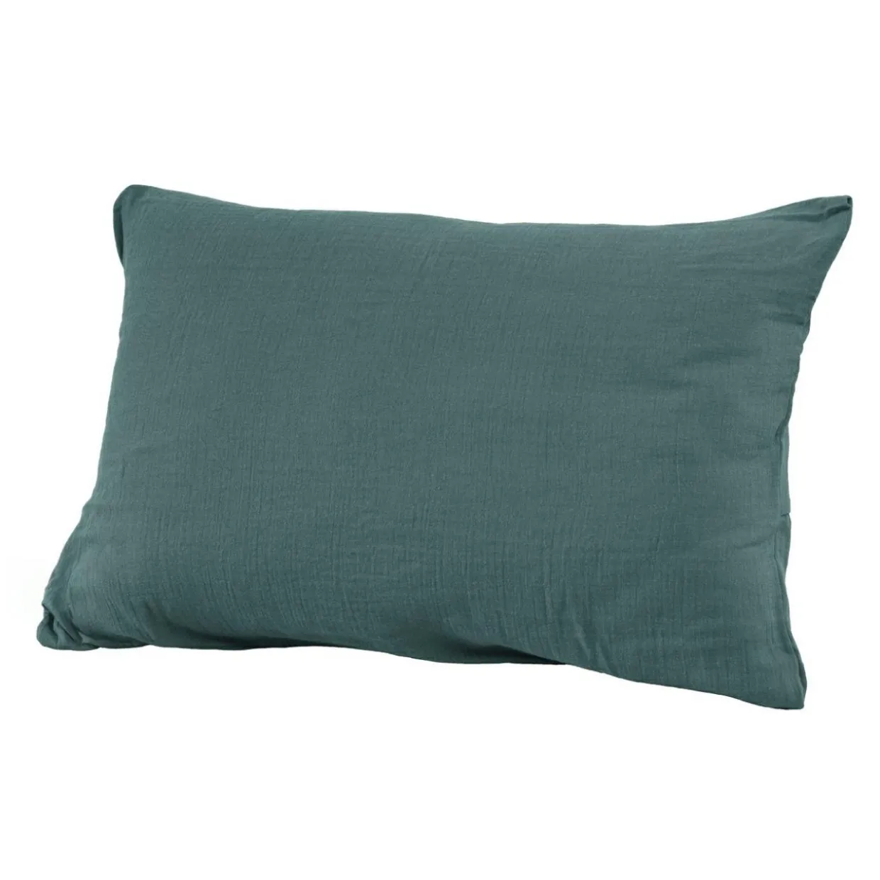 Taie d'oreiller rectangulaire gaze de coton (50 x 80 cm) Gaïa Bleu canard