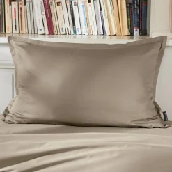 Taie d'oreiller rectangulaire percale de coton (50 x 80 cm) Cali Taupe