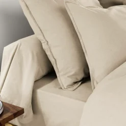 Taie d'oreiller rectangulaire flanelle de coton (50 x 70 cm) Nina Beige