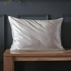 Taie d'oreiller rectangulaire soie de mûrier (50 x 80 cm) Mizuki Gris clair