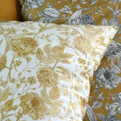 Taie d'oreiller rectangulaire percale de coton (50 x 70 cm) Jacinthe Jaune moutarde