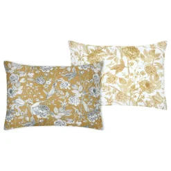 Taie d'oreiller rectangulaire percale de coton (50 x 70 cm) Jacinthe Jaune moutarde