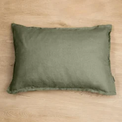 Taie d'oreiller rectangulaire lin lavé (50 x 70 cm) Louise Vert romarin