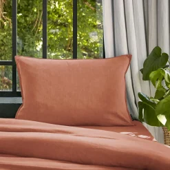 Taie d'oreiller rectangulaire lyocell Tencel™ lavé (50 x 80 cm) Olivia Terracotta