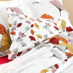 Taie d'oreiller rectangulaire percale de coton (50 x 70 cm) Ginkgo Multicolore