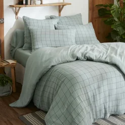 Taie d'oreiller rectangulaire gaze de coton (50 x 70 cm) Gaïa Match Vert eucalyptus